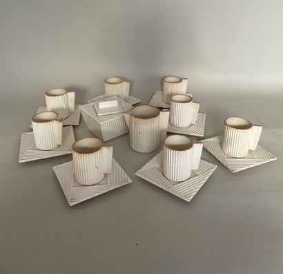 null GIEN France by PACO RABANNE Part of a coffee service in ivory earthenware with...