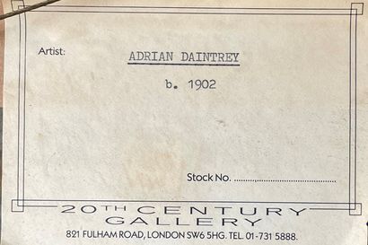 null 
ADRIAN DAINTREY (1902-1988) Vue de village huile sur carton non signée ( étiquette...