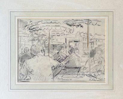  GUY RODDON (1919-2006) Montparnasse circa 80 - dessin au crayon signé situé 
20x27cm...