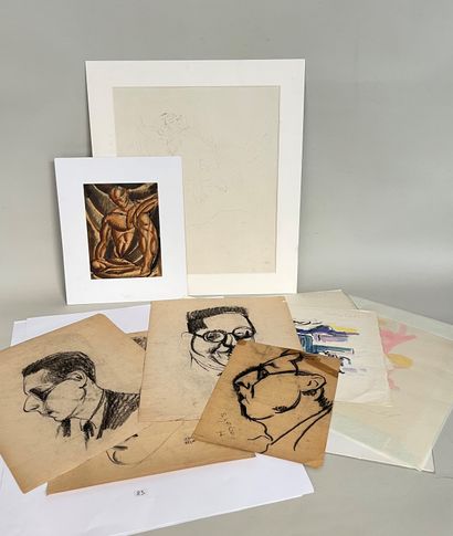 null 
Lot of 12 modern Hungarian drawings including 4 BELA KADAR (1877-1956) and...