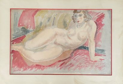null ALBERT RUTHERSTON (1881-1953) Loretta Reclining Female Nude unsigned waterc...