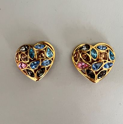 null 
YVES SAINT LAURENT by ROBERT GOOSSENS Pair of heart-shaped ear clips in gold-plated...