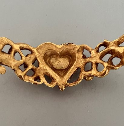 null CHRISTIAN LACROIX Bracelet jonc en métal doré ajouré à motif coeur et stass...