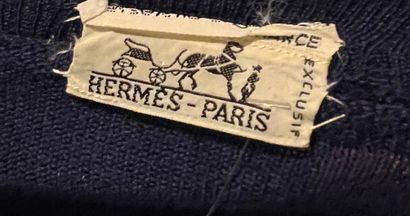 null HERMES Paris Made in France Navy knit cardigan silk bustier in the square -...