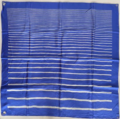 null HERMES Paris silk square with white stripes and blue background 

(good condition...