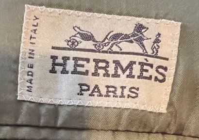 null HERMES Paris Manteau homme à martingale en cachemire laine et angora vert olive...