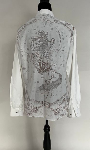 null HERMES Paris White cotton shirt with printed back - metal buttons with brand...