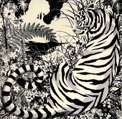 null HERMES Paris Tyger Tyger burning bright in the forests of the night cashmere...