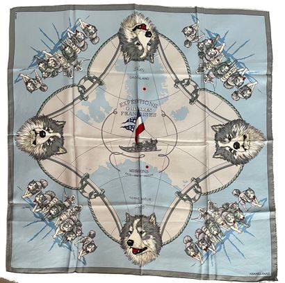 null HERMES Paris French Polar Expeditions Paul Emile Victor Missions square silk...