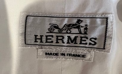 null HERMES Paris Chemise en coton blanc à plastron surpiqué - boutons de poignet...