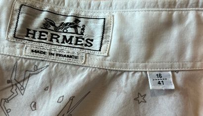 null HERMES Paris White cotton shirt with printed back - metal buttons with brand...