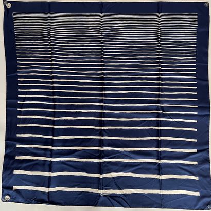 null HERMES Paris silk square with white stripes on a navy background 

(good condition...