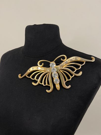 THIERRY MUGLER Butterfly brooch in gold metal...