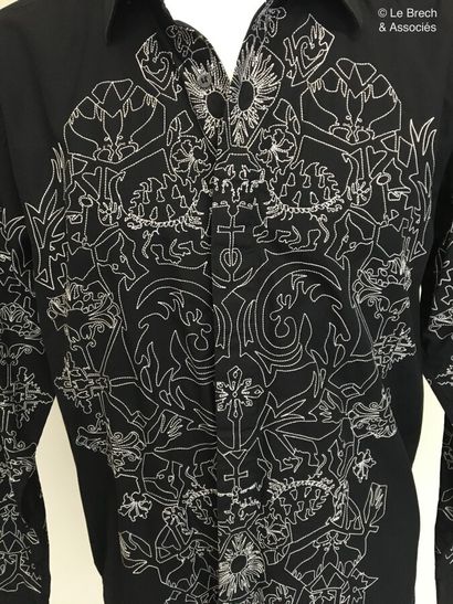 null CHRISTIAN LACROIX Black cotton shirt with white embroidery - Size 44
