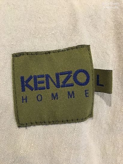 null KENZO Homme Jacket in ecru canvas with zip and button Size L