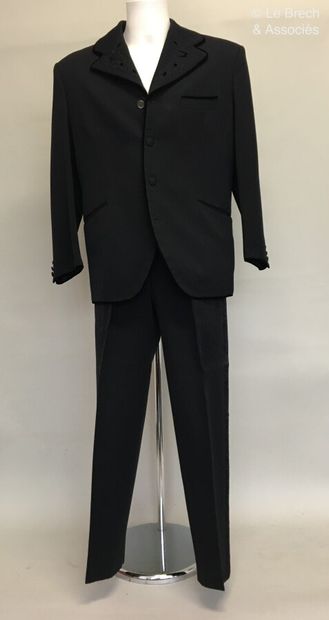 null MATSUDA Jacket in black wool embroidery and velvet ganse AND pants in composite...