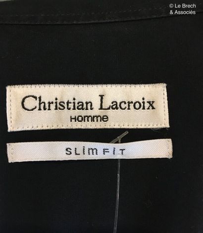 null CHRISTIAN LACROIX Black cotton shirt with white embroidery - Size 42
