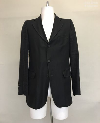 null 
CHRISTIAN LACROIX Black linen and cotton jacket with printed silk lining -...