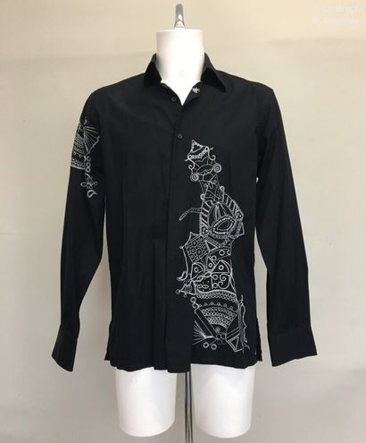 null CHRISTIAN LACROIX Black cotton shirt with white embroidery - Size 42
