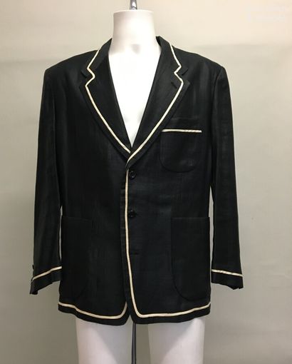 null MATSUDA Black linen jacket with ivory trim - Size M