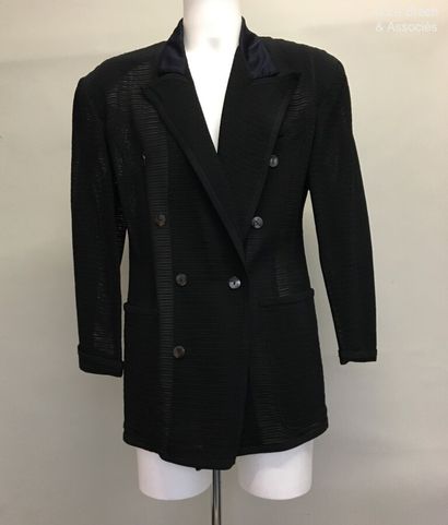 null JEAN PAUL GAULTIER Double-breasted jacket in black stretch - Size indicated...