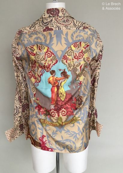 null CHRISTIAN LACROIX Cotton and silk printed shirt with musketeer cuffs - Size...