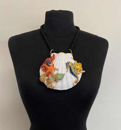 null CHRISTIAN LACROIX Made in France Necklace natural scallop shell decorated with...