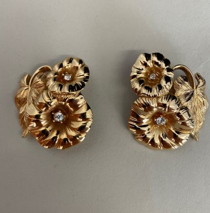 null CHRISTIAN DIOR Germany Pair of gold metal and rhinestone bindweed ear clips...