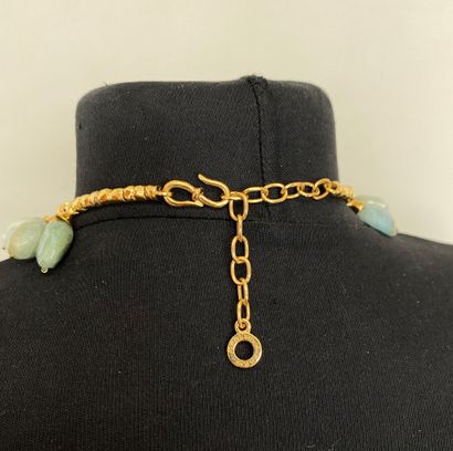 null ROBERT GOOSSENS Necklace with golden metal collar and drops of beryl root -...