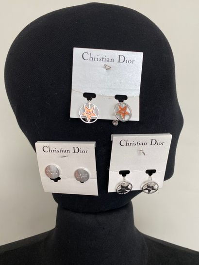  CHRISTIAN DIOR 2 Pairs of star earrings and 1 Pair of ear clips with the brand name...