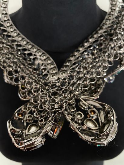 null PHILIPPE FERRANDIS Necklace in steel patinated metal with mobile butterflies...