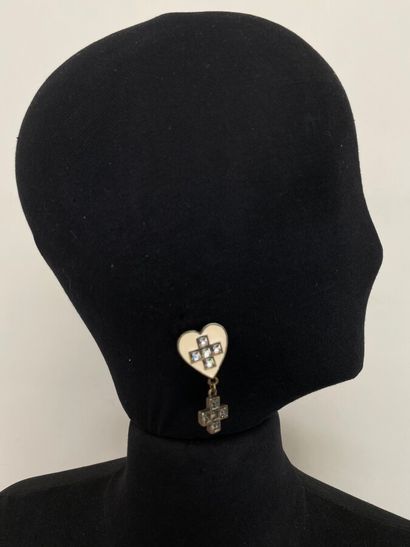 GAULTIER Pair of heart ear clips with cross...