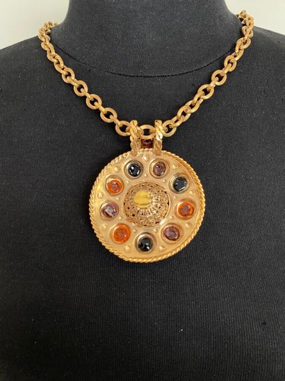 null CHANEL Made in France by GRIPOIX Necklace and shield pendant in gold metal and...