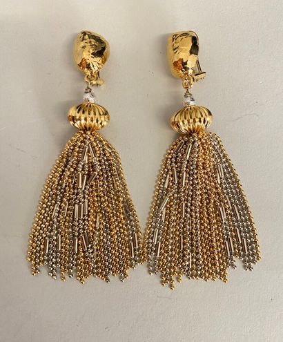 null GOOSSENS Paris Pair of ear clips with gilded metal pompom and small pearl -...