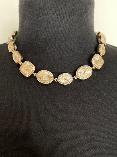 null ROBERT GOOSSENS Necklace in metal with champagne patina and tinted rock crystal...