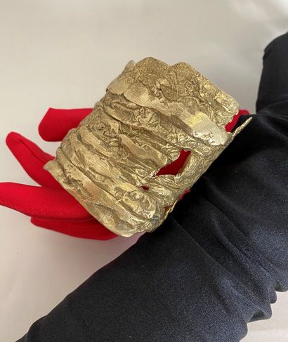 null CHRISTIANE BILLET Bark cuff bracelet in openwork patinated bronze - unique piece...