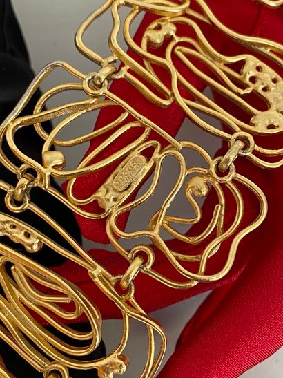 null ORENA Paris Bracelet à motifs lacet en métal doré et petits strass de couleur...