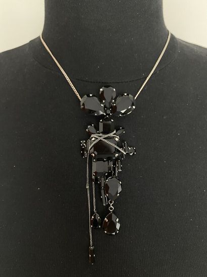 null CHRISTIAN LACROIX Made in France Necklace with steel patina and black strass...