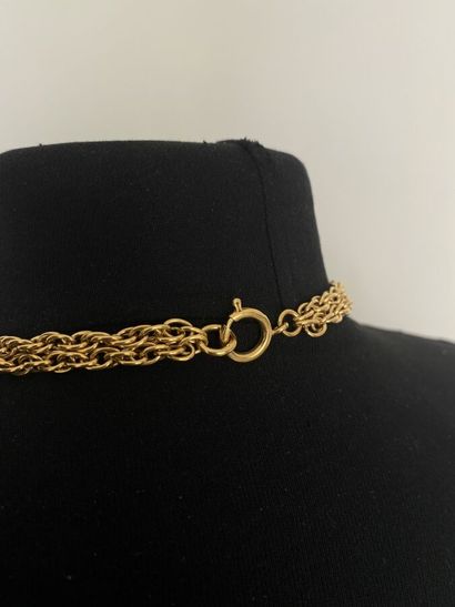 null CHANEL Made in France Necklace with 2 twisted strands and golden metal charms...