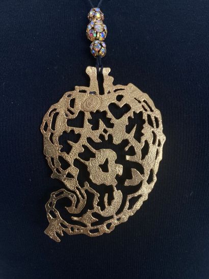 null CHRISTIAN LACROIX Openwork gold metal boteh pendant with small rhinestone balls...