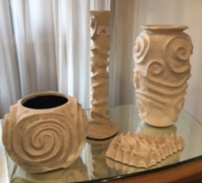 null SANTIAGO Lot of ceramics including vase ball vase baluster candlestick - si...