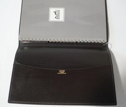 HERMES Paris Made in France Carnet de notes en box marron - Longueur: 13 cm