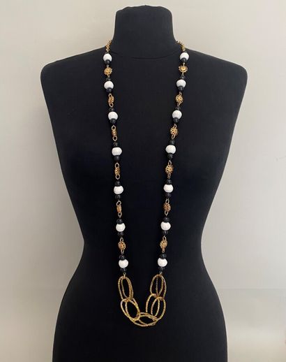 null YVES SAINT LAURENT Long necklace in gold-plated metal with daisy motifs and...