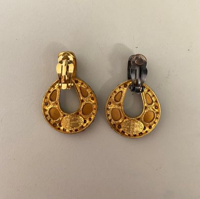 null YVES SAINT LAURENT Rive Gauche Made in France Pair of creole ear clips in gilded...