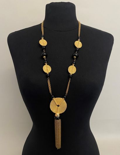 null YVES SAINT LAURENT African Collection Necklace in gold-plated metal with black...