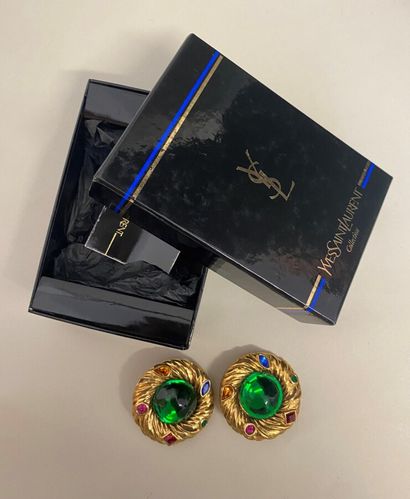 null YVES SAINT LAURENT Made in France by Robert GOOSSENS Pair of gold-plated metal...
