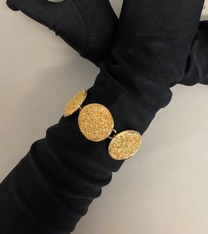 null YVES SAINT LAURENT by Robert GOOSSENS Gold-plated metal bracelet with granite...