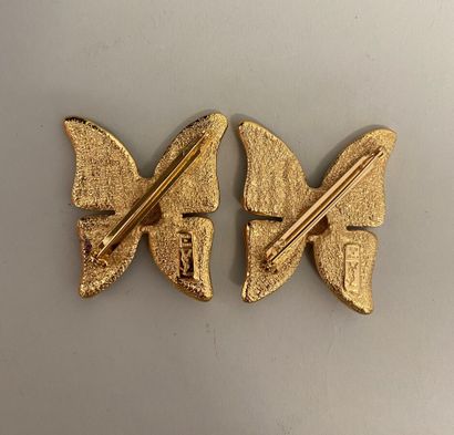 null YVES SAINT LAURENT Made In France by ROBERT GOOSSENS 2 Butterfly brooches in...