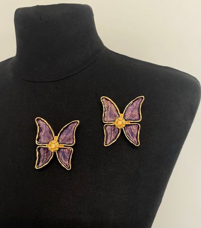null YVES SAINT LAURENT Made In France by ROBERT GOOSSENS 2 Butterfly brooches in...