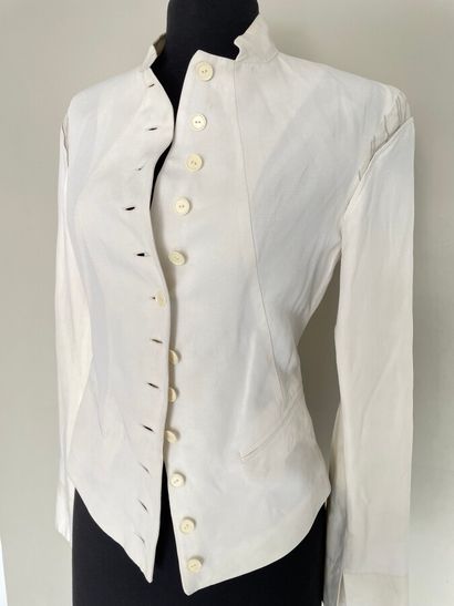 null KENZO Paris Jacket in composite material and white linen - Size 36